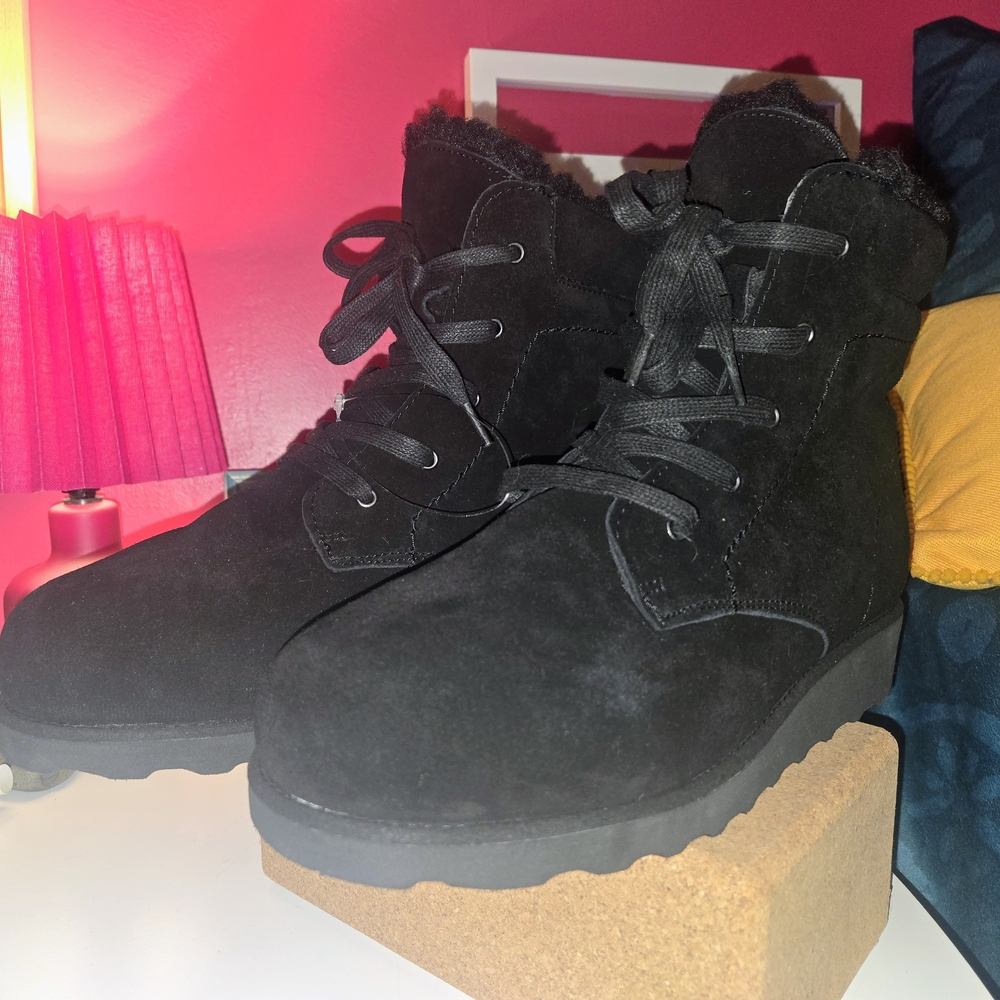 BearPaw Black Suede Winter Boots